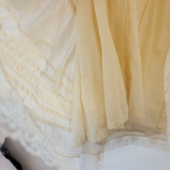 Vtg 90s Baby Doll Mini Tank Dress Lace Pleats Embroidered Women P/S Y2K Wimsy - Picture 8 of 13